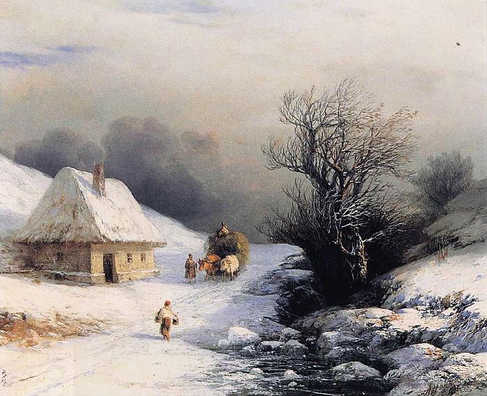 Ivan Aivazovsky Little Russian Ox Cart in Winter